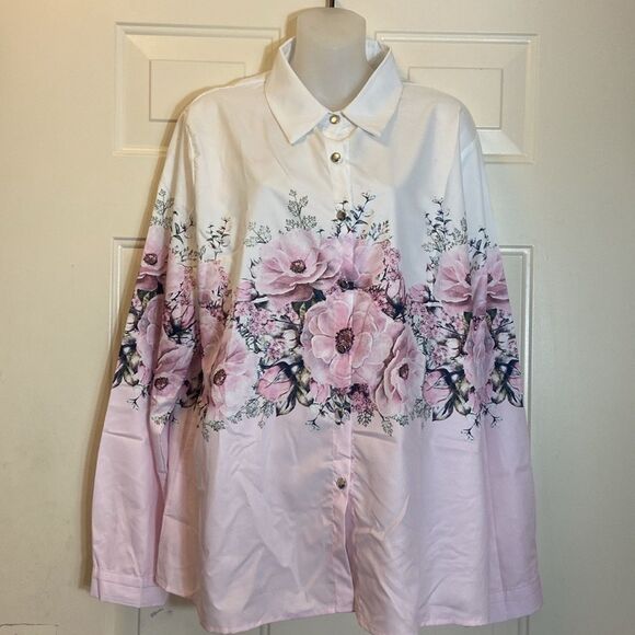 Women’s  Floral Button-Up Shirt Blouse Size XXL - Picture 3 of 12